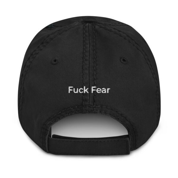 BRAVE distressed black baseball cap in the Catalogue Collection from the Fuck Fear podcast with Catenya McHenry